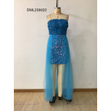 Sexy Fashion Dress Sequin Stitching Tube Top Party Mesh Dress
