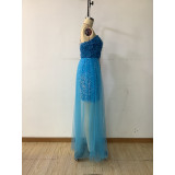 Sexy Fashion Dress Sequin Stitching Tube Top Party Mesh Dress