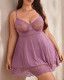 Plus size sexy lingerie pajamas transparent lace nightgown set