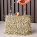 Fashionable tassel dinner bag, portable banquet bag, handmade bag