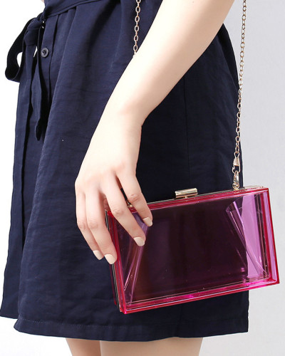 Fashion Acrylic Bag Women's Shoulder Chain Crossbody Dinner Party Bag Cross-Border Square Transparent Bag