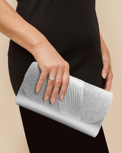 Shiny Women's Bag Pleated Flap Clutch Women's Banquet Bag