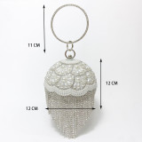 Mini portable dinner bag spherical rhinestone banquet bag tassel bag women's small bag