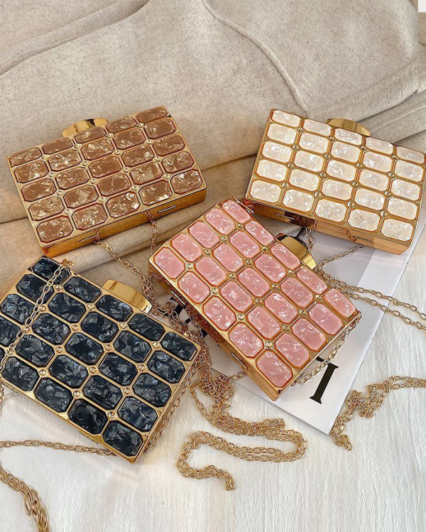 Hand held small square acrylic party bag candy color mini small square bag party evening bag