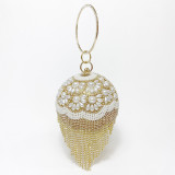 Mini portable dinner bag spherical rhinestone banquet bag tassel bag women's small bag