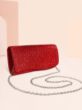 Pleated Mini Clutch Shiny Symphony Evening Bag Chain Crossbody Bag