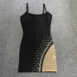 Sexy beaded bandage dress, slim and elegant party suspender dress