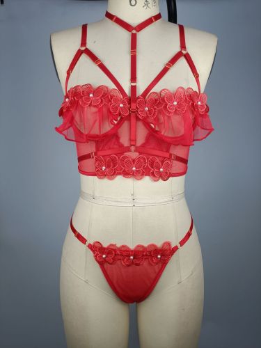Valentine's Day Sexy Underwear Set Mesh Embroidery Passion Uniform