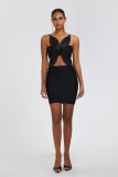 Black tight tube sexy hollow out bandage dress