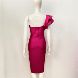 Sexy one-shoulder bandage dress with flounces, elegant slim fit party dress
