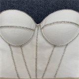 Sexy strapless diamond drawstring bandage dress party dress
