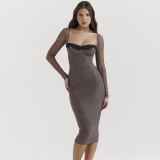 Long-sleeved low-cut fashionable sexy tight long dress