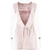 Sexy fashionable round neck backless spliced sleeveless dress mini dress