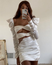 Retro style sexy hollow rhinestone slim dress for women