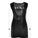 Sexy fashionable round neck backless spliced sleeveless dress mini dress