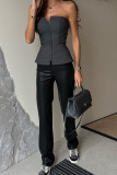 Spring Summer Fshionable Zipper Tube Top