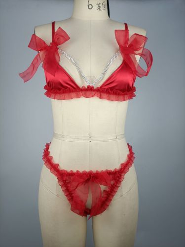 Valentine's Day Sexy Metal Open Cup Sexy Lingerie Set