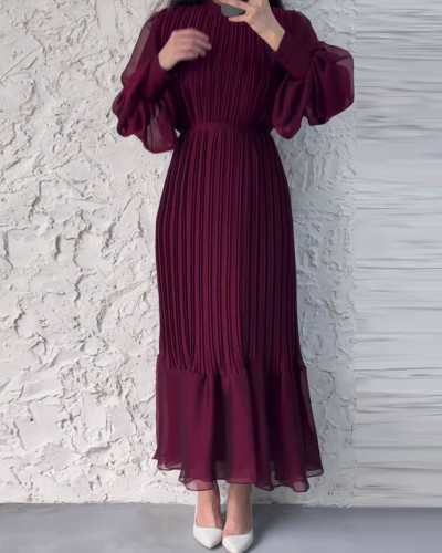 spring long pleated maxi dress