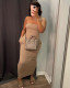 Fashionable solid color tube high elastic dress (with pockets)