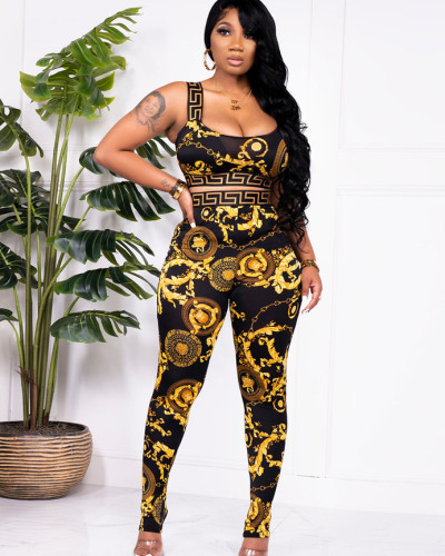 Cropped slim-fit camisole trousers two-piece nightclub set