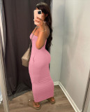 Fashionable solid color tube high elastic dress (with pockets)