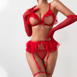 See-through mesh five-piece sexy hollow lingerie set