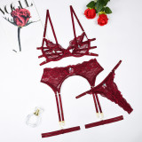 Sexy four-piece sexy rhinestone lace hollow underwear set