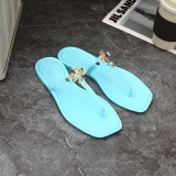 Flip-flops square toe women's slippers flat sandals