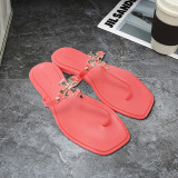 Flip-flops square toe women's slippers flat sandals