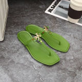Flip-flops square toe women's slippers flat sandals