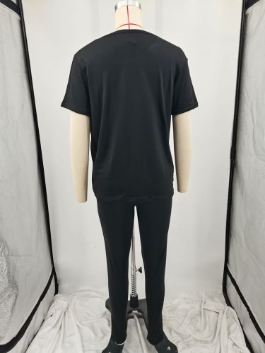 Print fashion casual street two-piece pants set