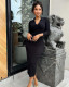French long-sleeved slim-fitting lapel shirt dress