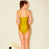 2024 French One-piece Solid Color Women's Swimwear Cover-up Swimsuit