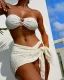 Three-piece diamond bikini split swimwear solid color sexy beachwear