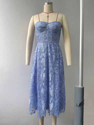 Evening dress tube dress sexy embroidered lace dress