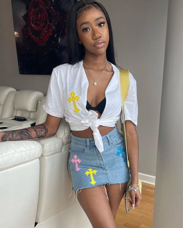 Spring and summer new fashionable denim mini skirt