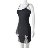 New summer sleeveless hot diamond backless sling dress
