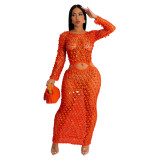Knitted casual hollow out sequin beach dress cover-ups