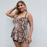 2024 plus size swimwear two-piece tankinis print shorts bathing suit