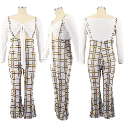 Women's plus size clothing sexy crop top suspender pants two piece set