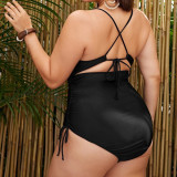 2024 plus size swimwear pleated swimsuit print one-piece bathing suit