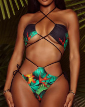 2024 Bikini Sexy Swimsuit Ladies Strap Push Up Digital Print Swimwear