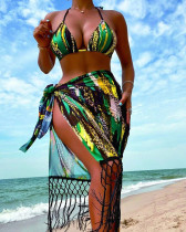 2024 Bikini Three-piece Cover-ups Swimsuit Women's Tassel Sexy Swimwear
