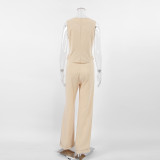 Cotton vest pants suit summer vacation two-piece set