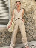 Cotton vest pants suit summer vacation two-piece set