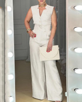 Women's suit summer new sleeveless solid color two-piece set
