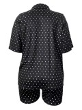 Summer print plus size two piece short set