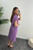 Waist slimming summer solid color elegant ladies blouse dress