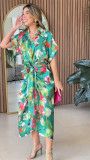 2024 Fashion Printed Irregular Casual Blouse Dress