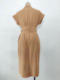 Waist slimming summer solid color elegant ladies blouse dress